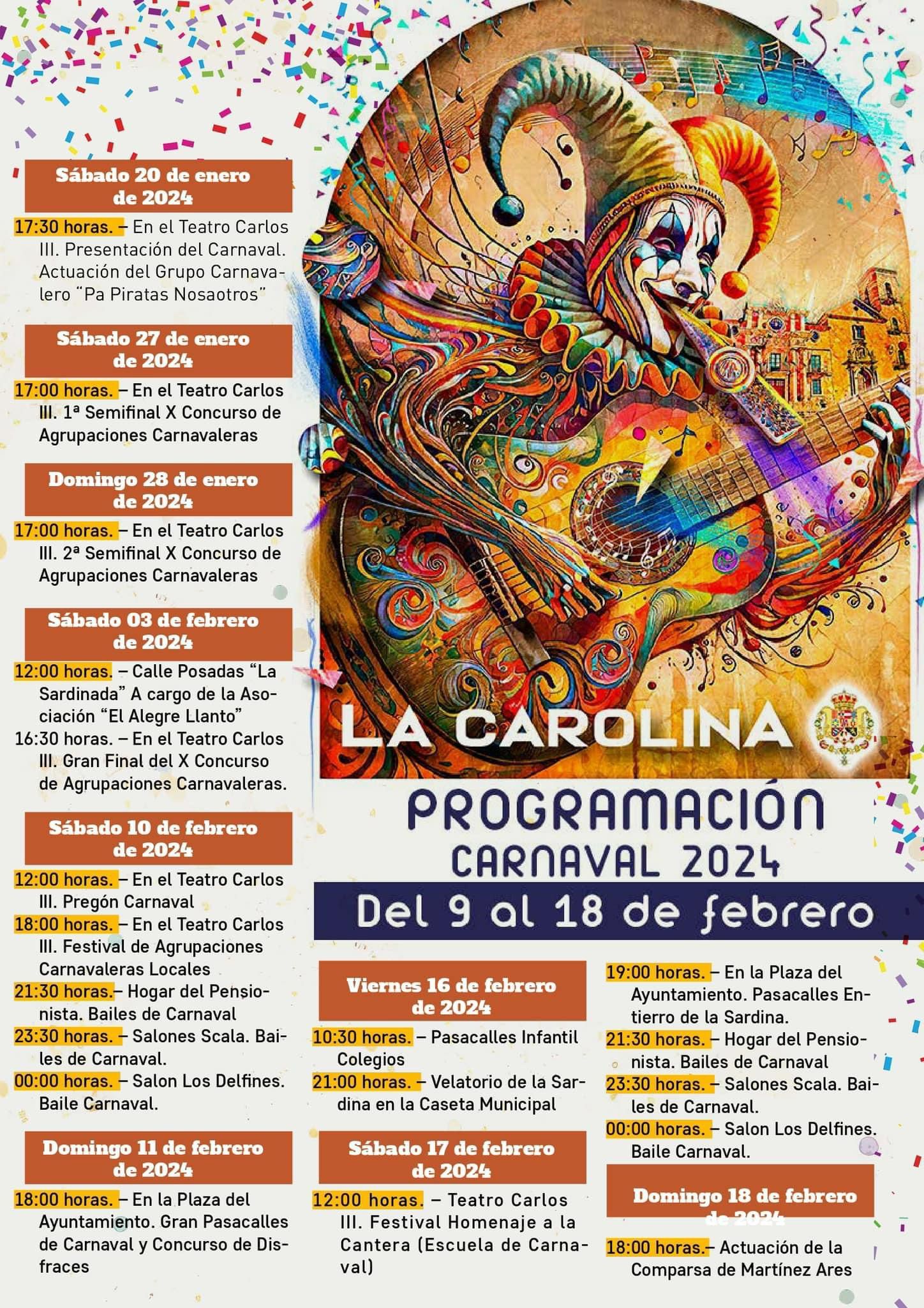PROGRAMACIÓN CARNAVAL 2024 – Excmo. Ayuntamiento de La Carolina